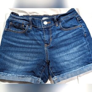 Old Navy Girls Jean Shorts Blue Stretch Dark Wash Cuffed Hem Size 12